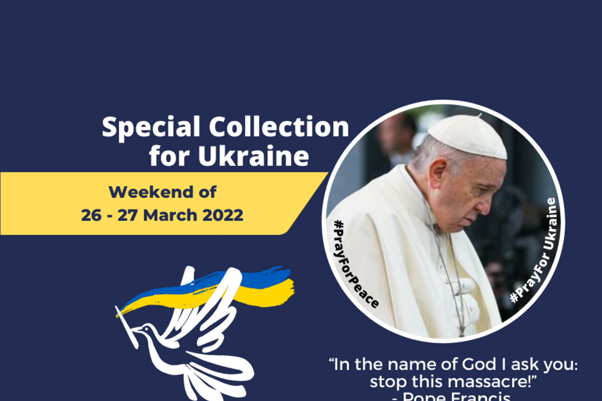 Special Collection for Ukraine on weekend of 26 – 27 March 2022